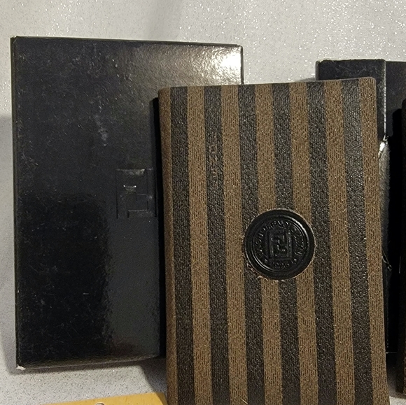 PAIR of FENDI Pequin Stripe Mini Address Books - Picture 2 of 9
